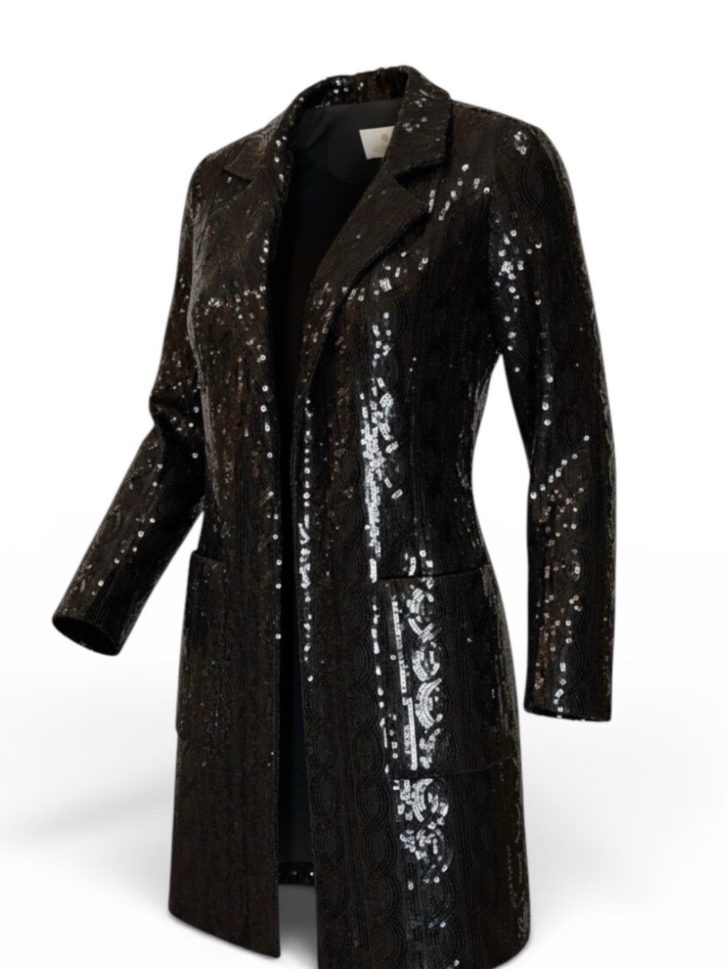 Etcetera Galaxy Black Sequin Tie-Waist Jacket